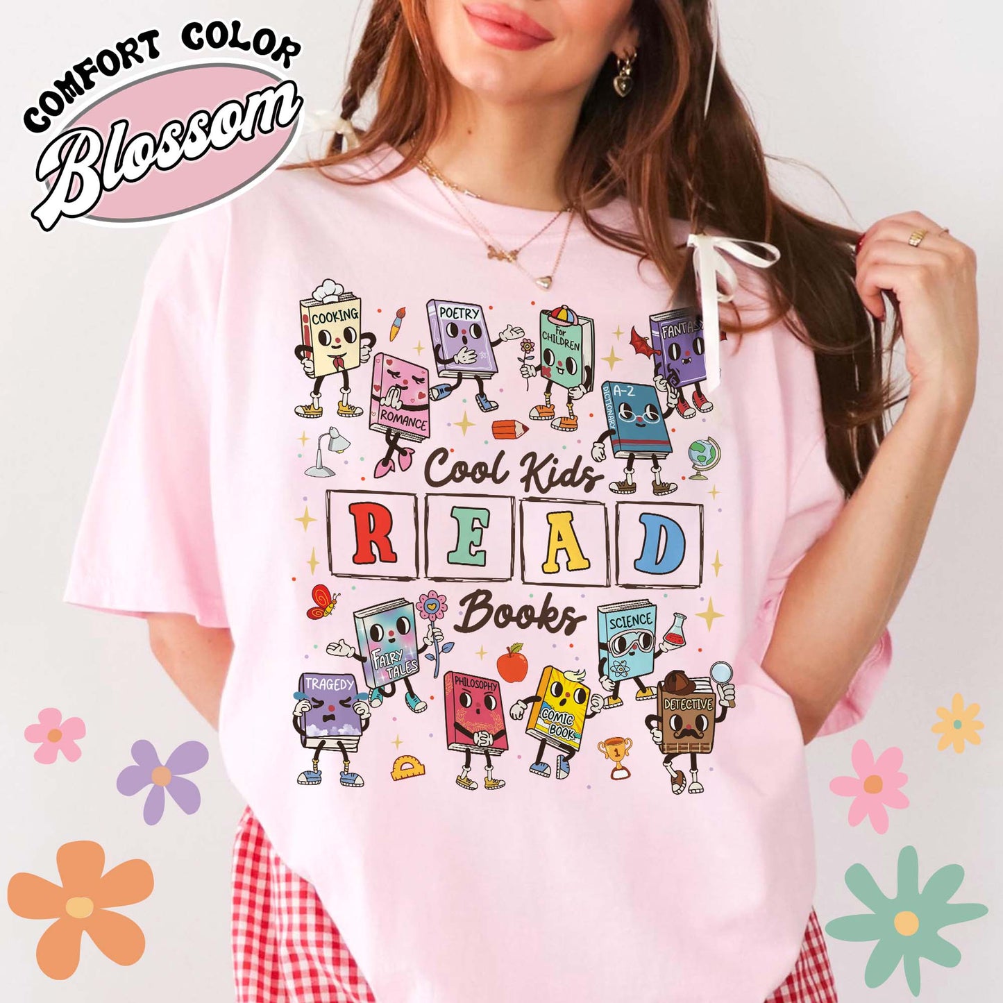 Teacher Comfort Colors Shirts,Cool Kids Read Books Shirt, School Librarian Shirt,Reading Teacher Shirt