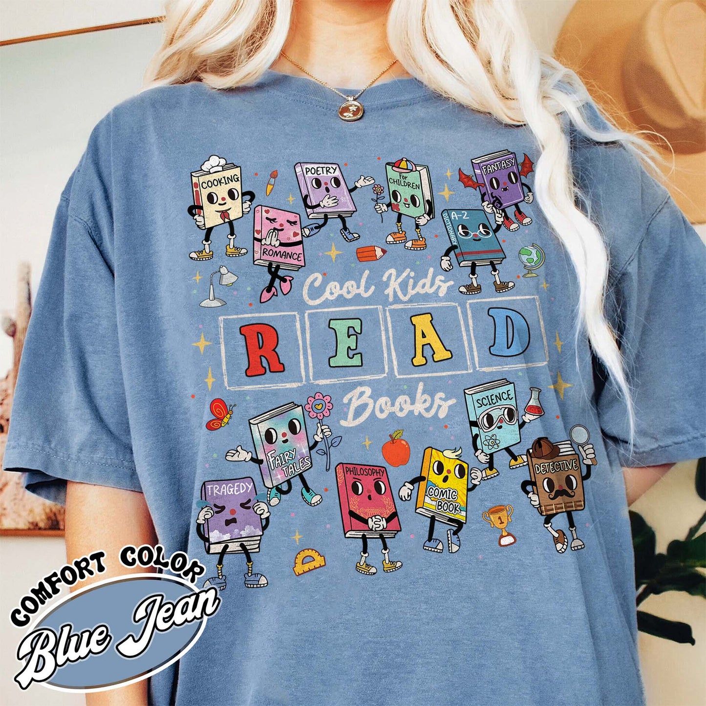 Teacher Comfort Colors Shirts,Cool Kids Read Books Shirt, School Librarian Shirt,Reading Teacher Shirt