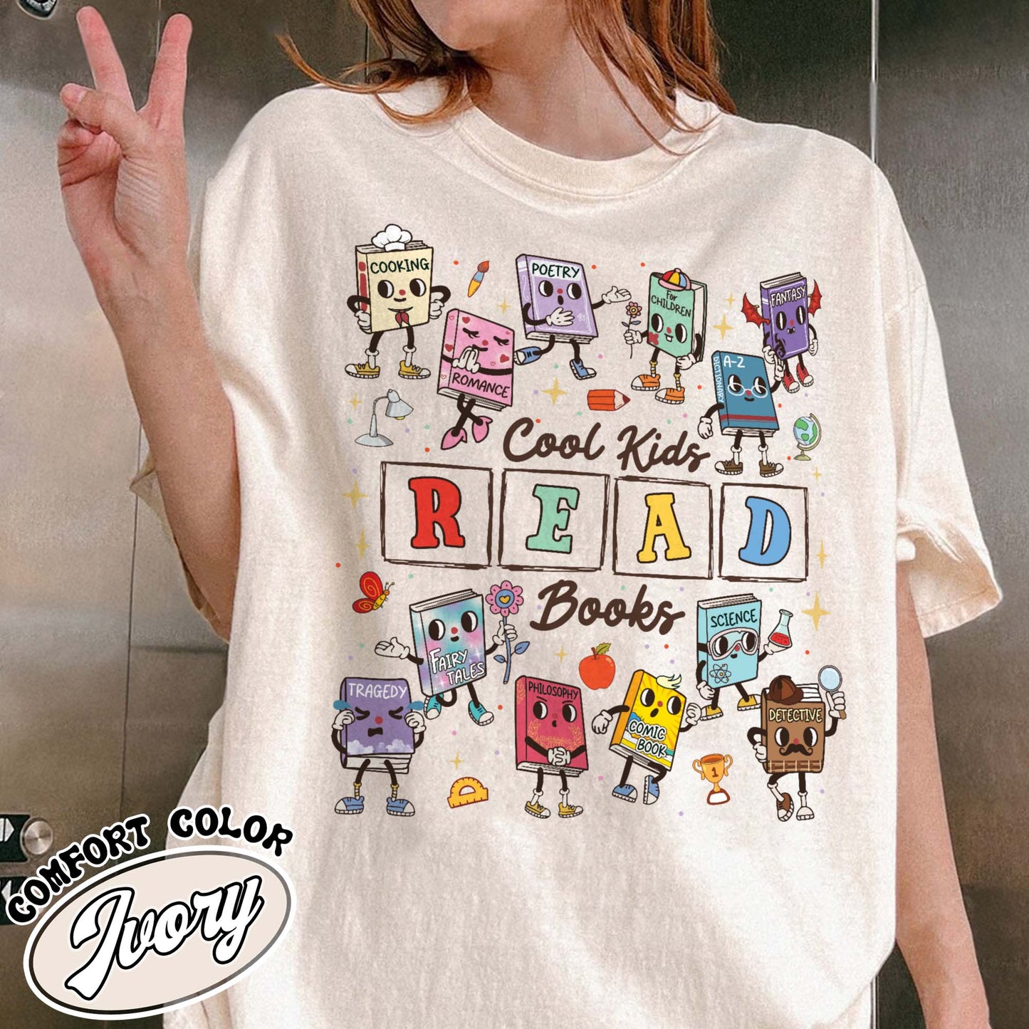 Teacher Comfort Colors Shirts,Cool Kids Read Books Shirt, School Librarian Shirt,Reading Teacher Shirt