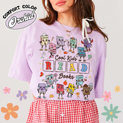 Teacher Comfort Colors Shirts,Cool Kids Read Books Shirt, School Librarian Shirt,Reading Teacher Shirt