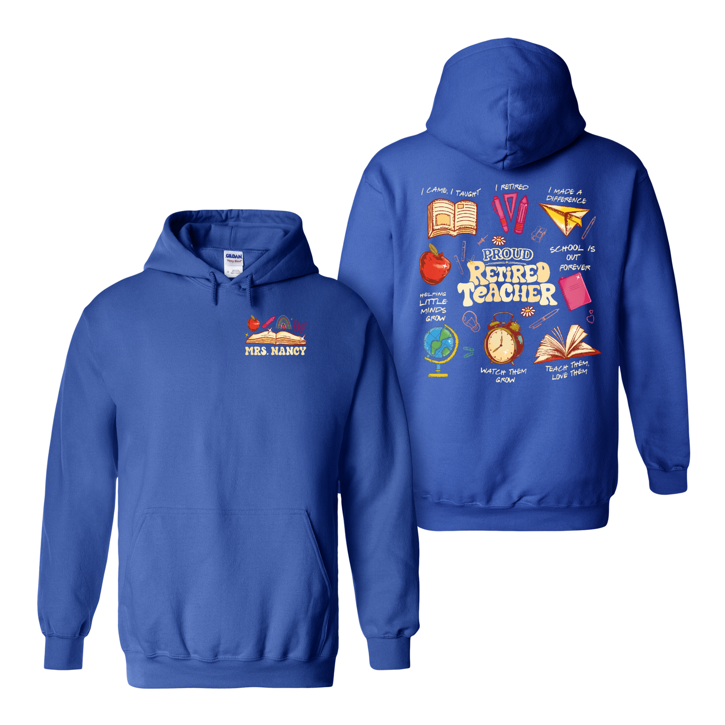 Teacher Retirement Hoodie, Personalized Retired Teacher 2 Sides Hoodie, Teachers Day Hoodie
