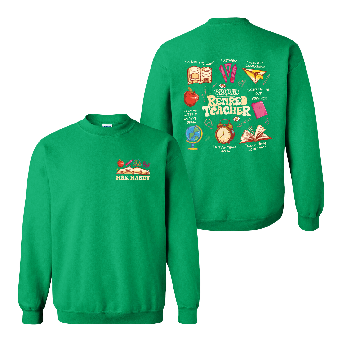 Teacher Retirement Sweatshirt, Personalized Retired Teacher 2 Sides Sweatshirt, Teachers Day Sweatshirt