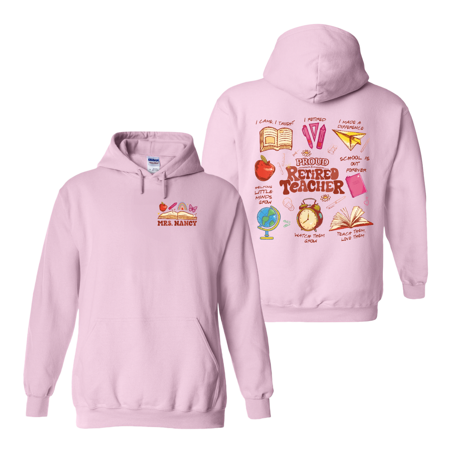 Teacher Retirement Hoodie, Personalized Retired Teacher 2 Sides Hoodie, Teachers Day Hoodie