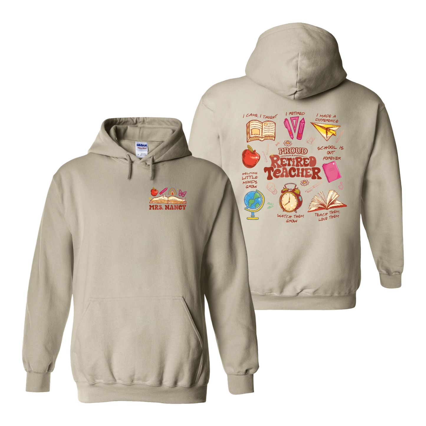 Teacher Retirement Hoodie, Personalized Retired Teacher 2 Sides Hoodie, Teachers Day Hoodie