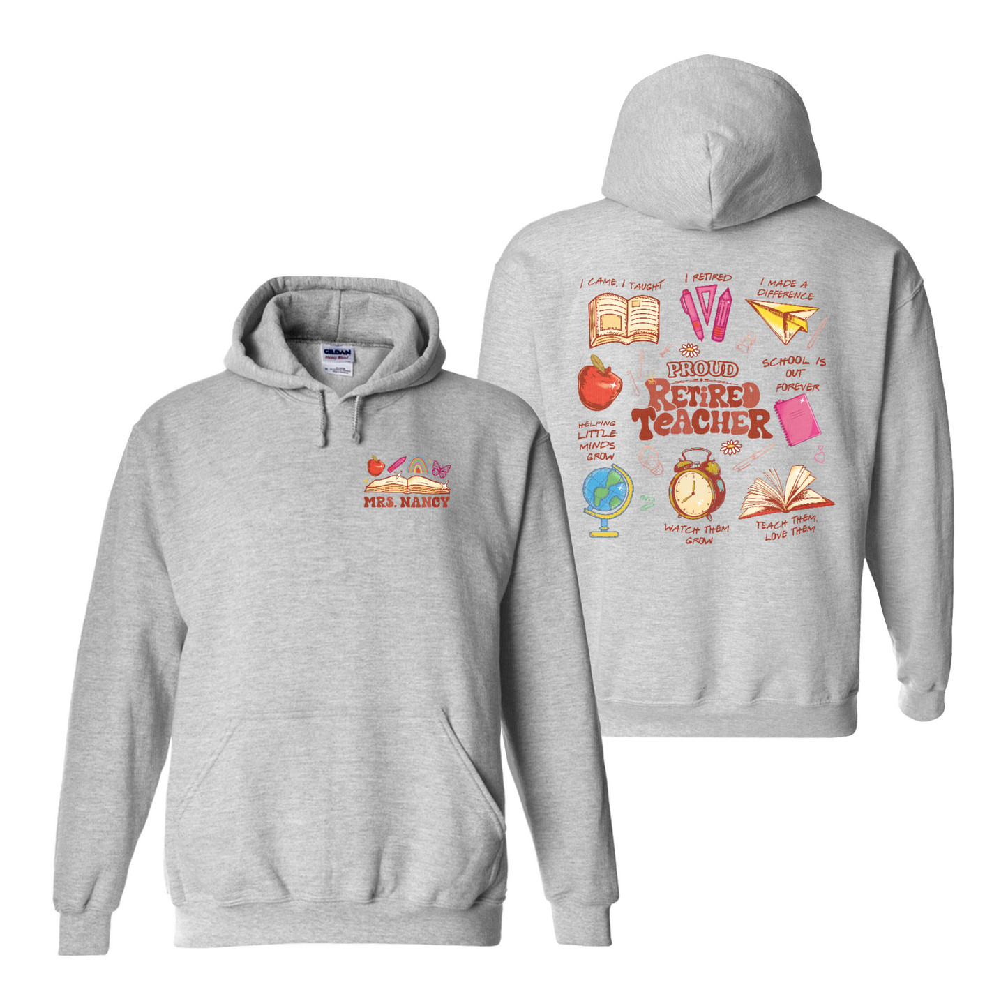 Teacher Retirement Hoodie, Personalized Retired Teacher 2 Sides Hoodie, Teachers Day Hoodie