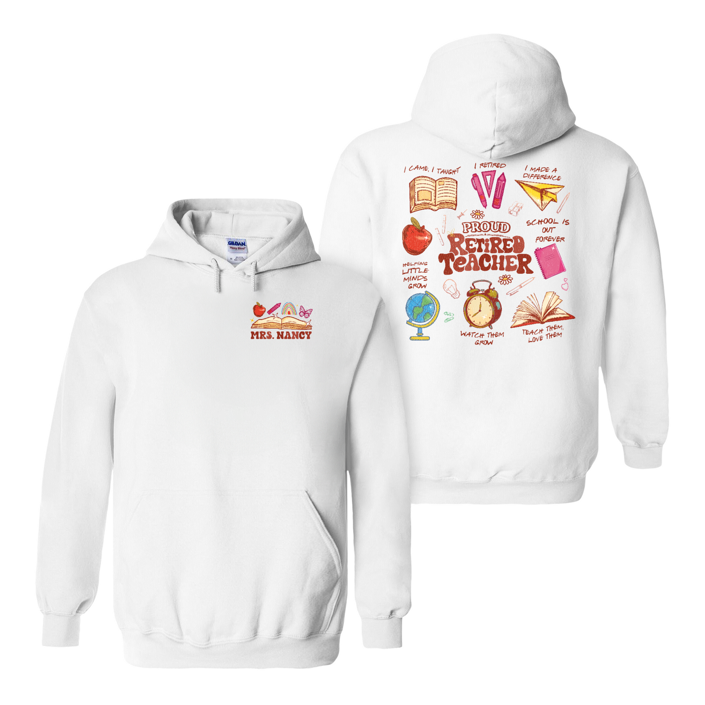 Teacher Retirement Hoodie, Personalized Retired Teacher 2 Sides Hoodie, Teachers Day Hoodie