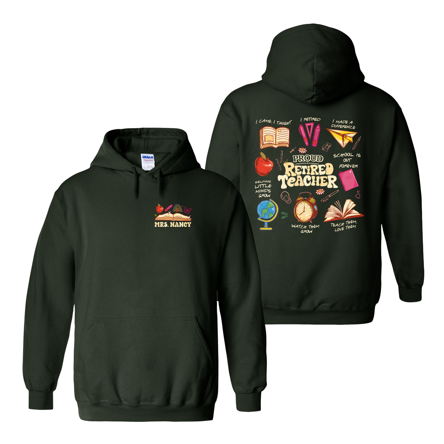 Teacher Retirement Hoodie, Personalized Retired Teacher 2 Sides Hoodie, Teachers Day Hoodie