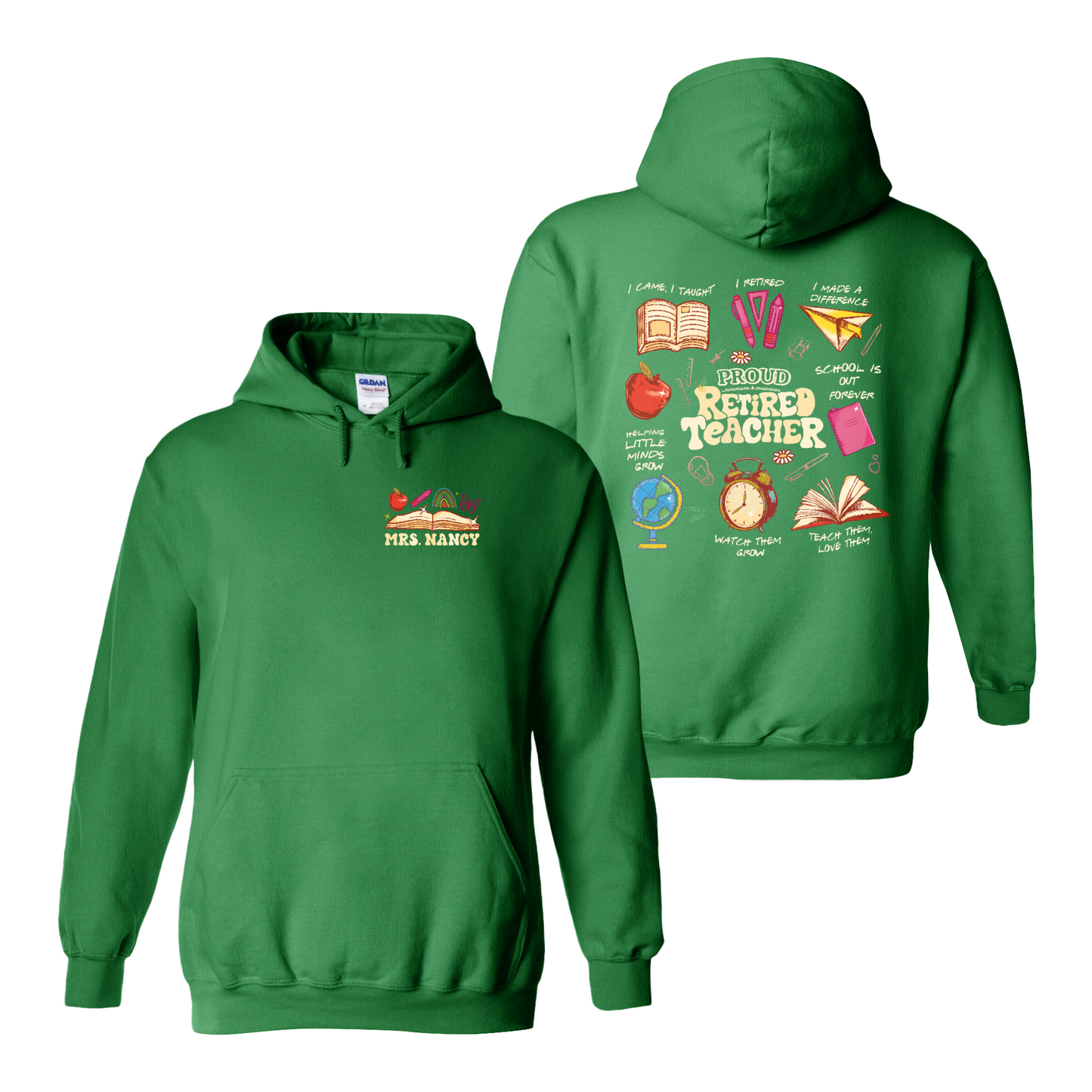 Teacher Retirement Hoodie, Personalized Retired Teacher 2 Sides Hoodie, Teachers Day Hoodie