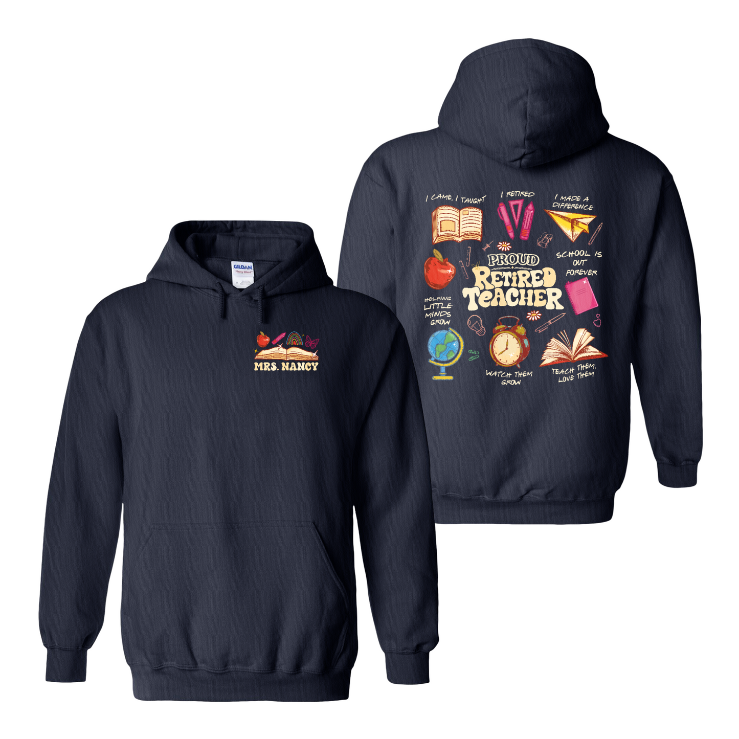 Teacher Retirement Hoodie, Personalized Retired Teacher 2 Sides Hoodie, Teachers Day Hoodie