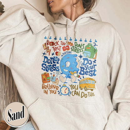 Testing Day Hoodie, Donut Stress do your best Hoodie,You Got This Hoodie, Funny Testing Hoodie