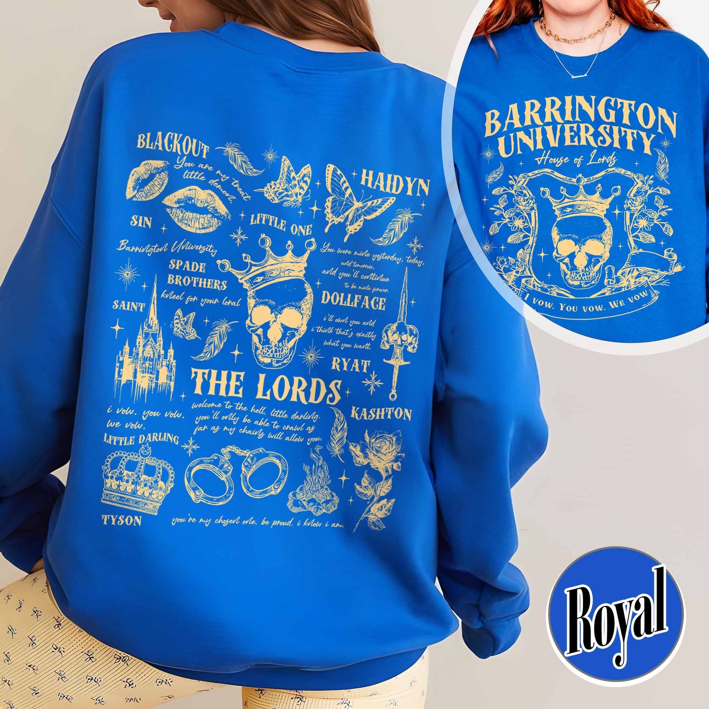 The LORDS Series Book 2-Sided Sweatshirt, Barrington University, the Ritual Merch Sweatshirt, Shantel Tessier Dark Romance, Smut Books Sweatshirt, Ryat Archer, Book Lover Gift