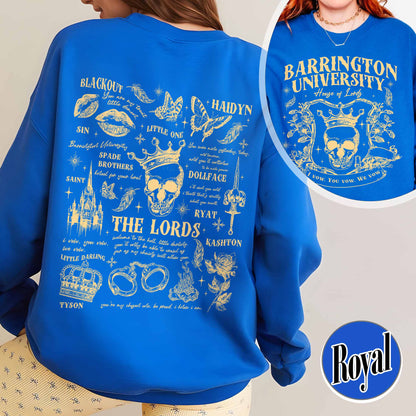 The LORDS Series Book 2-Sided Sweatshirt, Barrington University, the Ritual Merch Sweatshirt, Shantel Tessier Dark Romance, Smut Books Sweatshirt, Ryat Archer, Book Lover Gift
