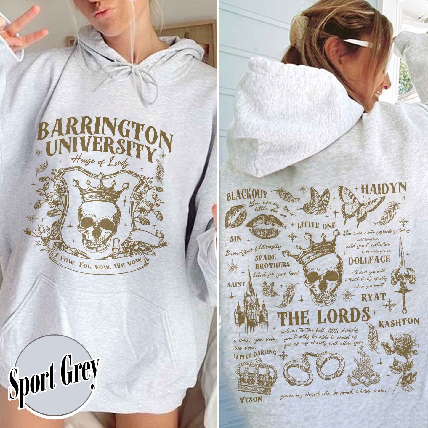 The LORDS Series Book 2-Sided Hoodie, Barrington University, the Ritual Merch Hoodie, Shantel Tessier Dark Romance, Smut Books Hoodie, Ryat Archer, Book Lover Gift