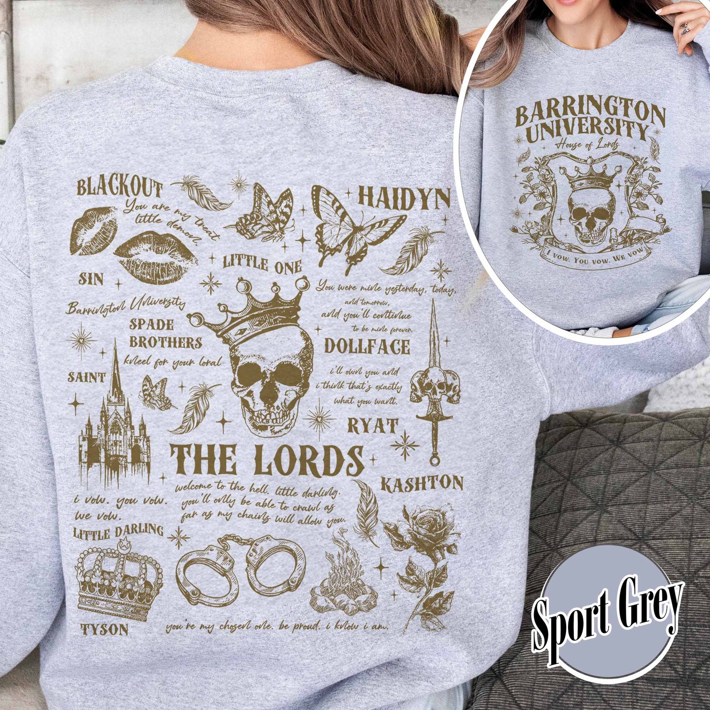 The LORDS Series Book 2-Sided Sweatshirt, Barrington University, the Ritual Merch Sweatshirt, Shantel Tessier Dark Romance, Smut Books Sweatshirt, Ryat Archer, Book Lover Gift