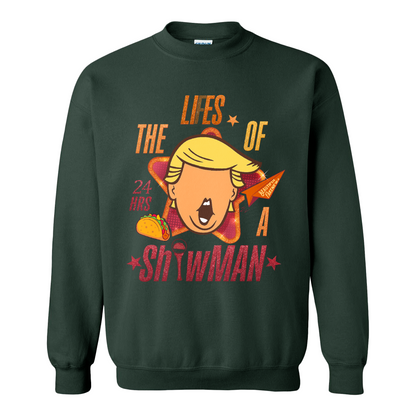 The Lies of a ShowMan Sweatshirt, Funny Political Satire Sweatshirt, Humor Parody Graphic Sweatshirt