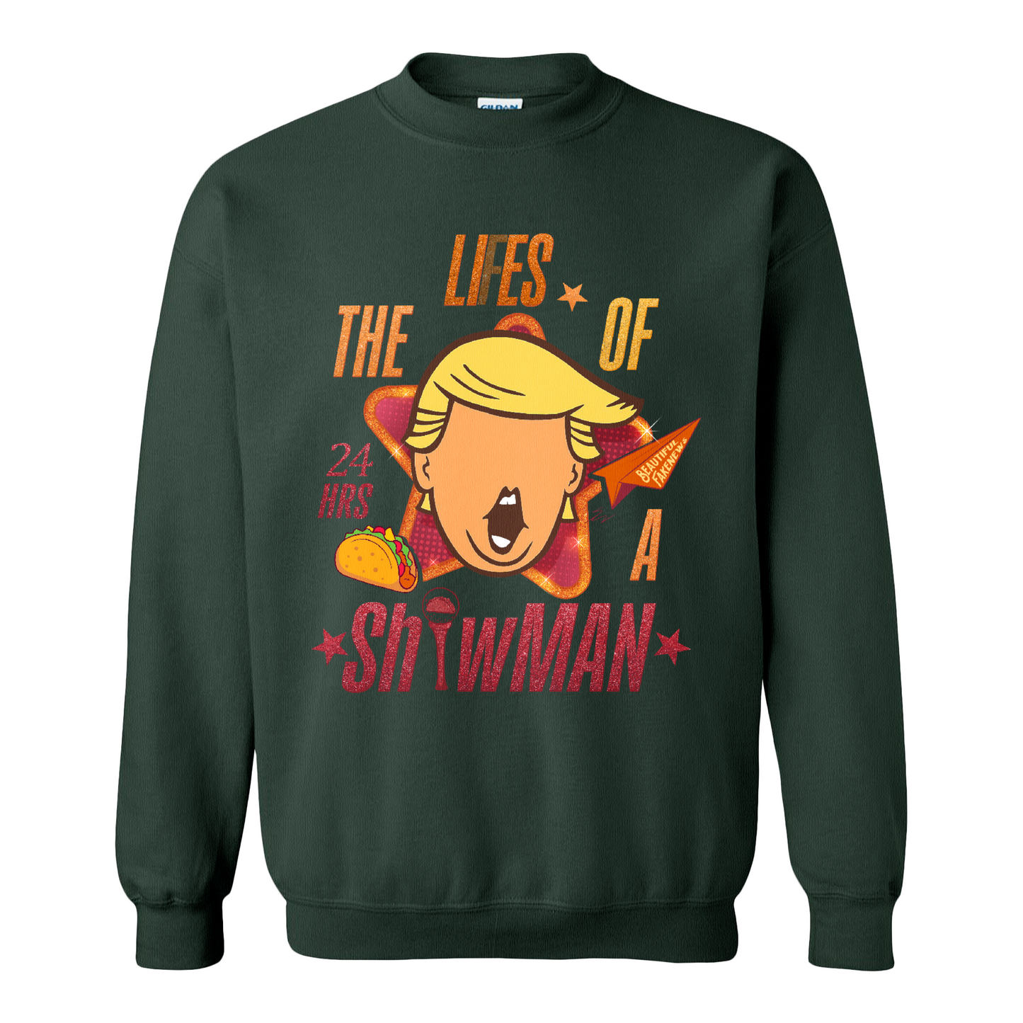 The Lies of a ShowMan Sweatshirt, Funny Political Satire Sweatshirt, Humor Parody Graphic Sweatshirt