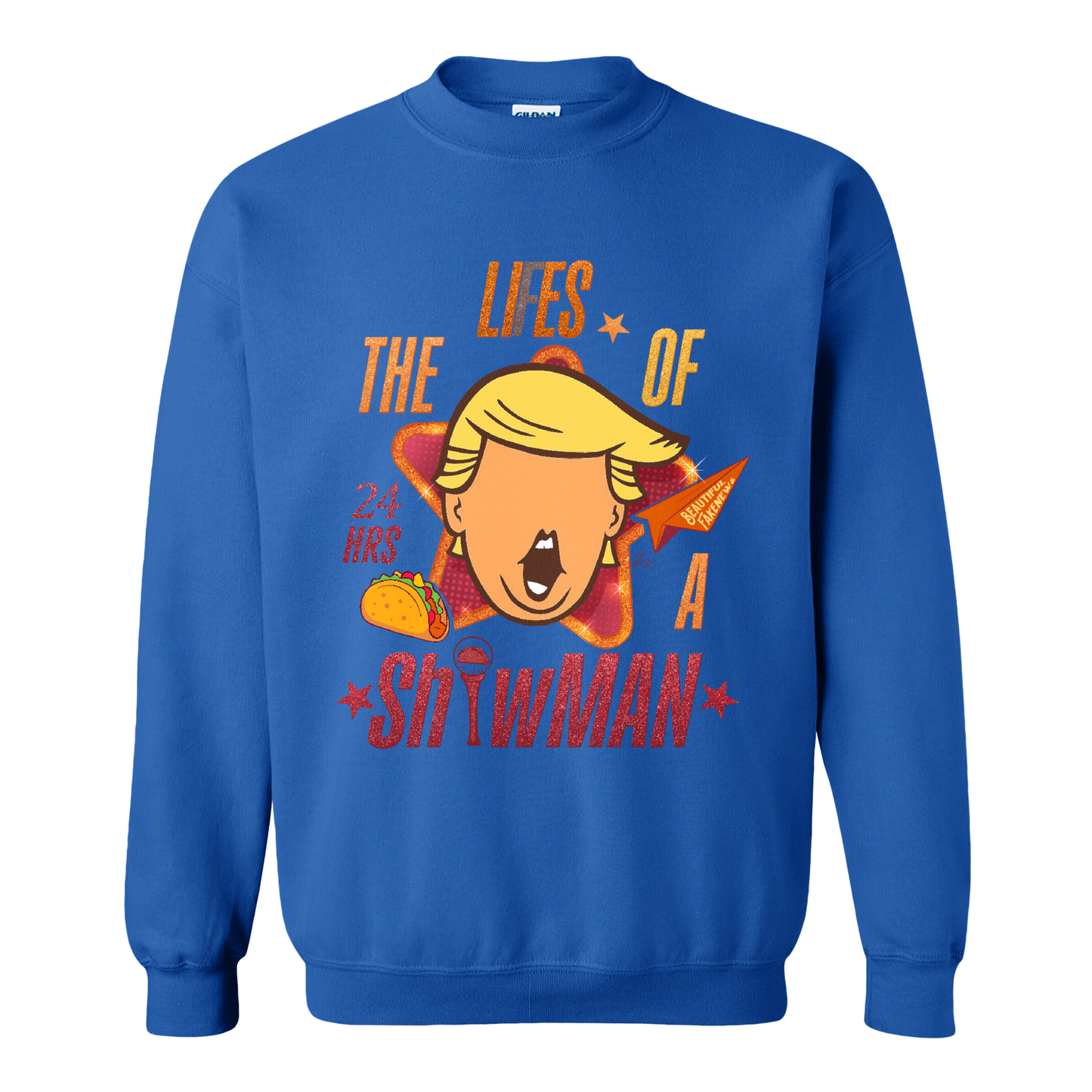 The Lies of a ShowMan Sweatshirt, Funny Political Satire Sweatshirt, Humor Parody Graphic Sweatshirt