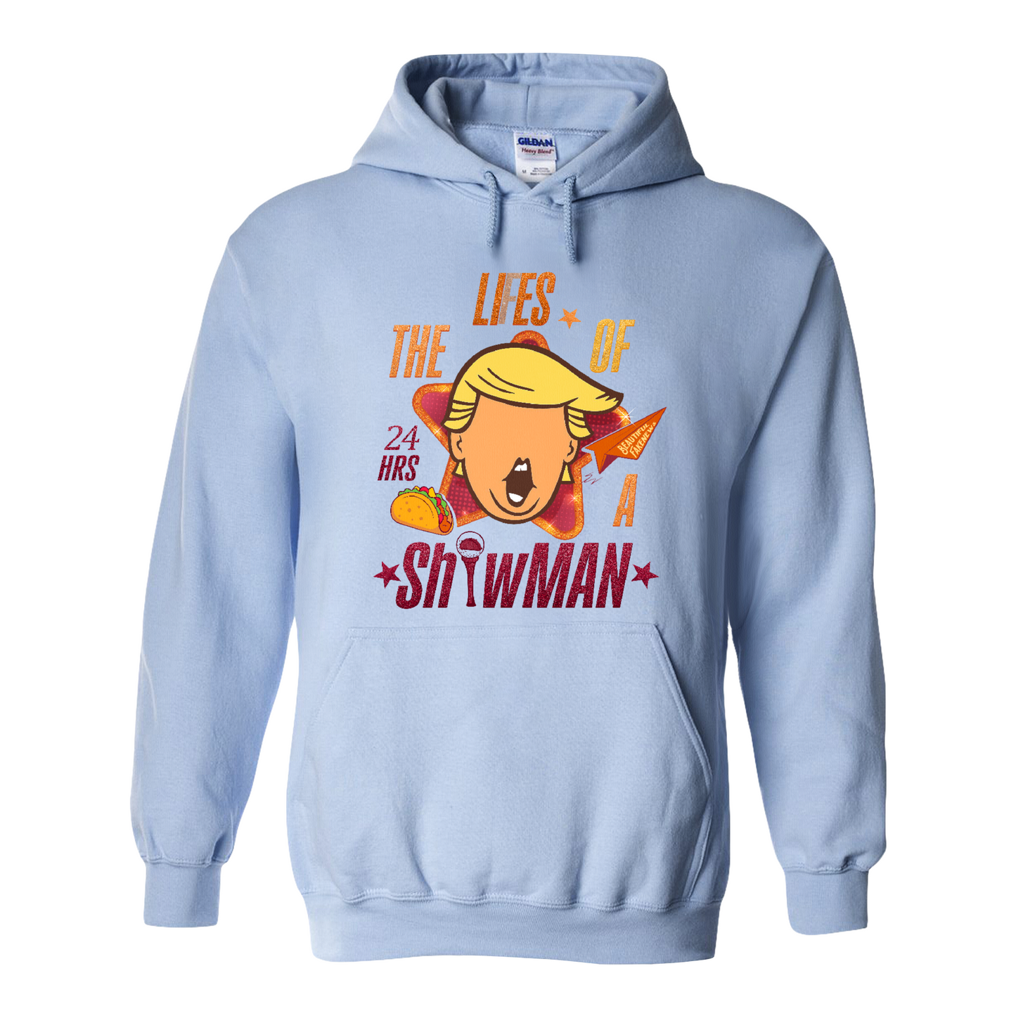 The Lies of a ShowMan Hoodie, Funny Political Satire Hoodie, Humor Parody Graphic Hoodie