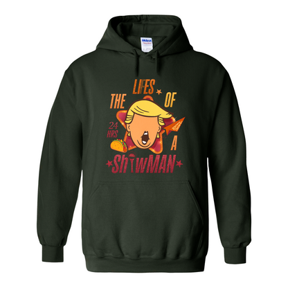The Lies of a ShowMan Hoodie, Funny Political Satire Hoodie, Humor Parody Graphic Hoodie