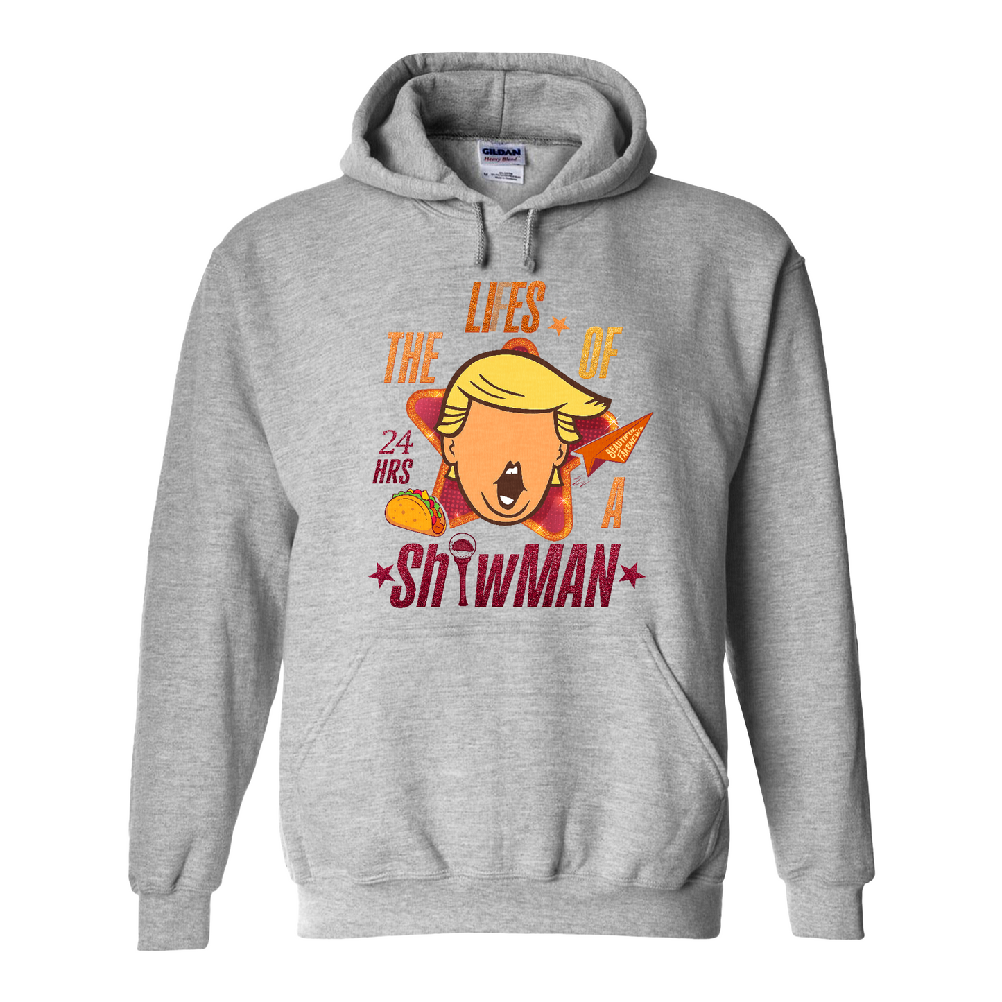 The Lies of a ShowMan Hoodie, Funny Political Satire Hoodie, Humor Parody Graphic Hoodie