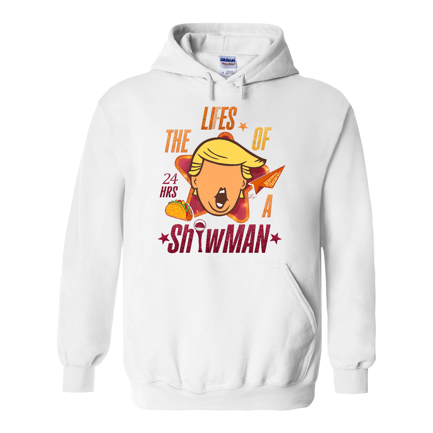 The Lies of a ShowMan Hoodie, Funny Political Satire Hoodie, Humor Parody Graphic Hoodie