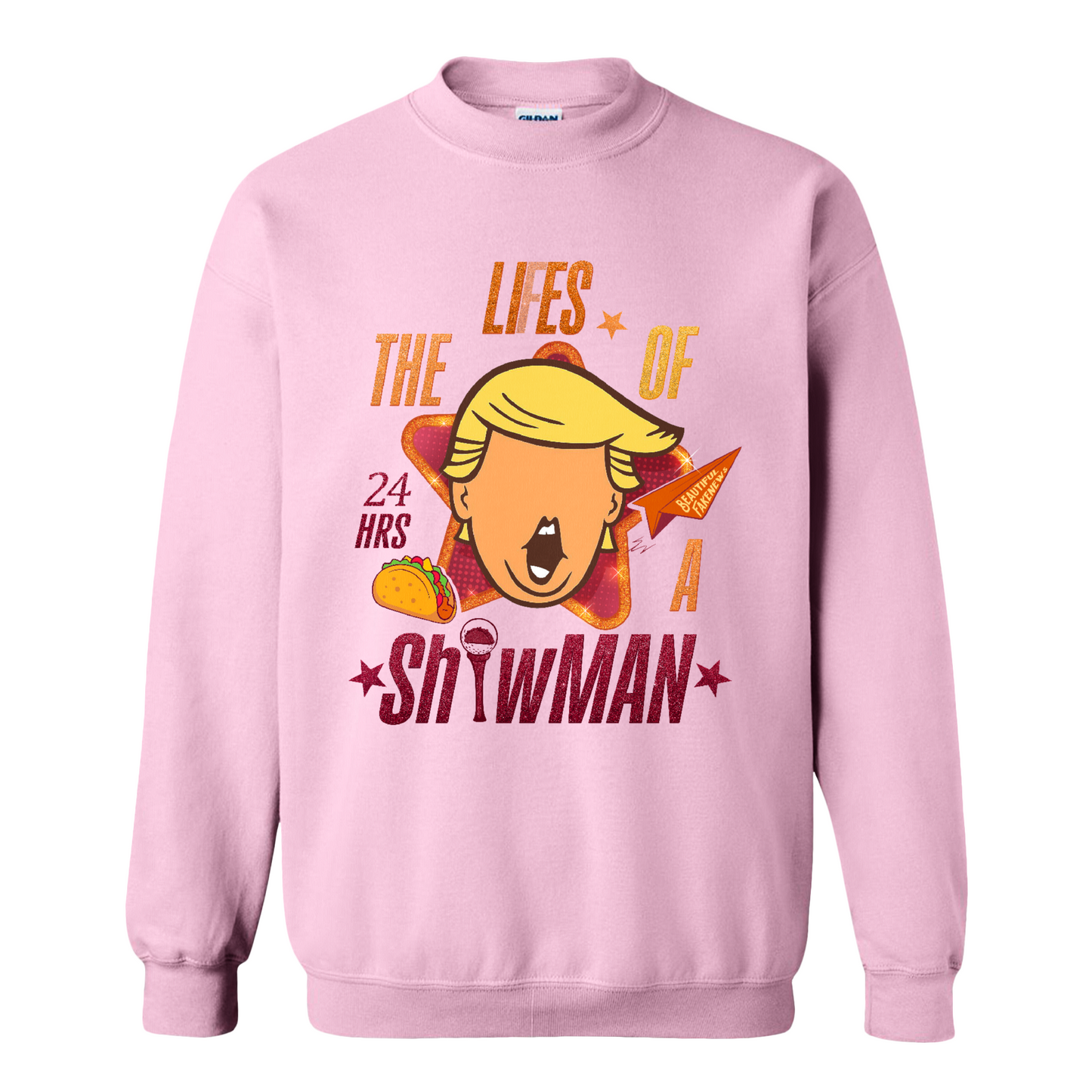The Lies of a ShowMan Sweatshirt, Funny Political Satire Sweatshirt, Humor Parody Graphic Sweatshirt