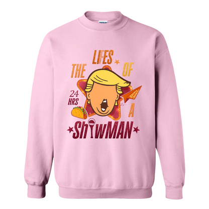 The Lies of a ShowMan Sweatshirt, Funny Political Satire Sweatshirt, Humor Parody Graphic Sweatshirt