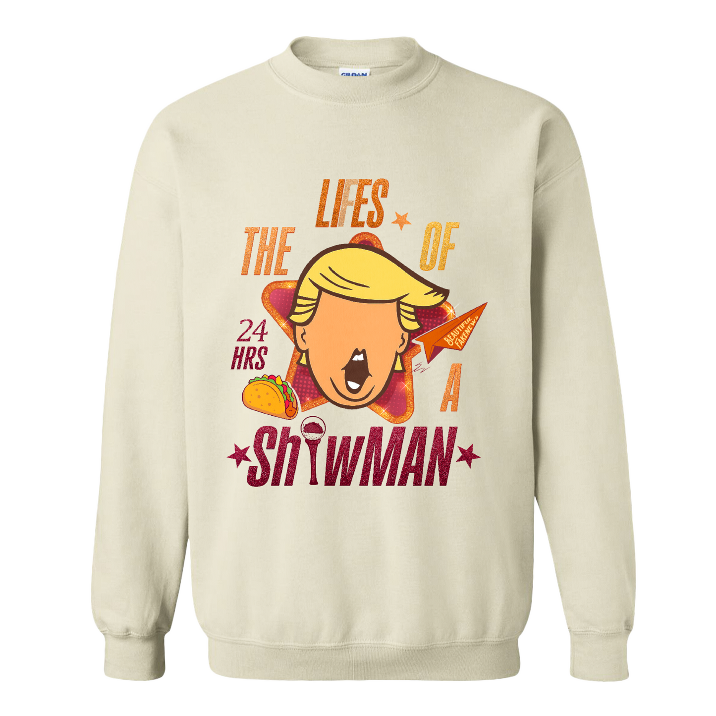 The Lies of a ShowMan Sweatshirt, Funny Political Satire Sweatshirt, Humor Parody Graphic Sweatshirt