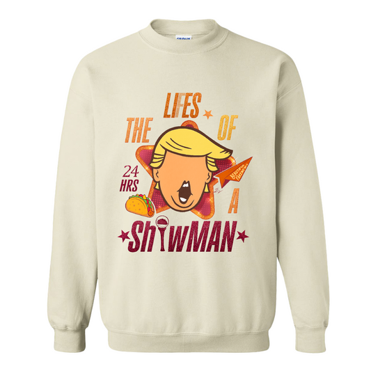 The Lies of a ShowMan Sweatshirt, Funny Political Satire Sweatshirt, Humor Parody Graphic Sweatshirt
