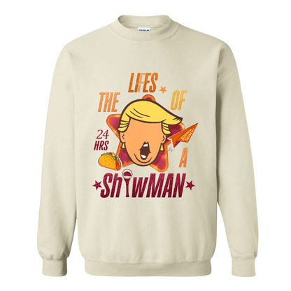 The Lies of a ShowMan Sweatshirt, Funny Political Satire Sweatshirt, Humor Parody Graphic Sweatshirt