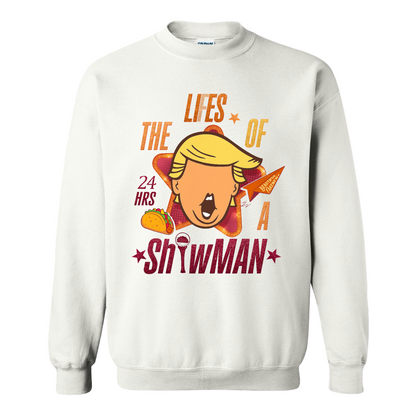 The Lies of a ShowMan Sweatshirt, Funny Political Satire Sweatshirt, Humor Parody Graphic Sweatshirt