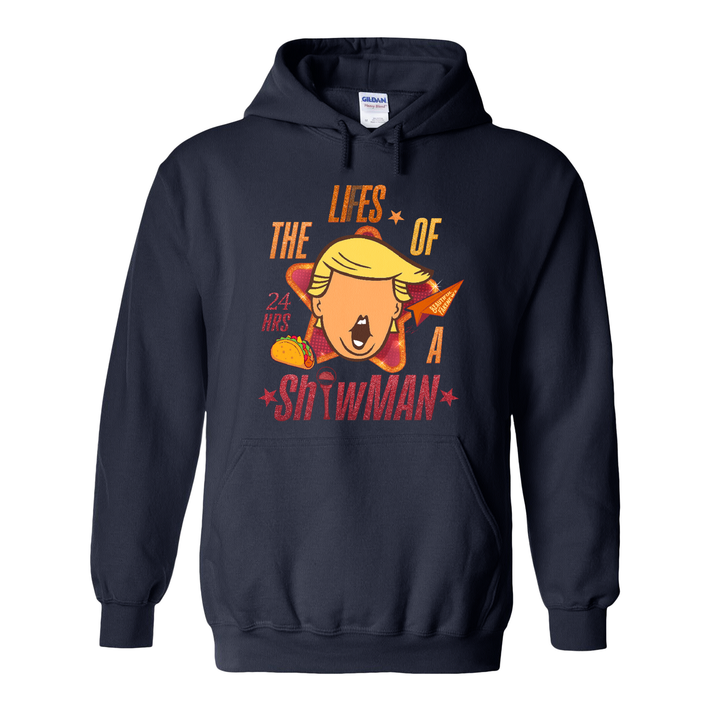 The Lies of a ShowMan Hoodie, Funny Political Satire Hoodie, Humor Parody Graphic Hoodie
