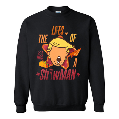 The Lies of a ShowMan Sweatshirt, Funny Political Satire Sweatshirt, Humor Parody Graphic Sweatshirt