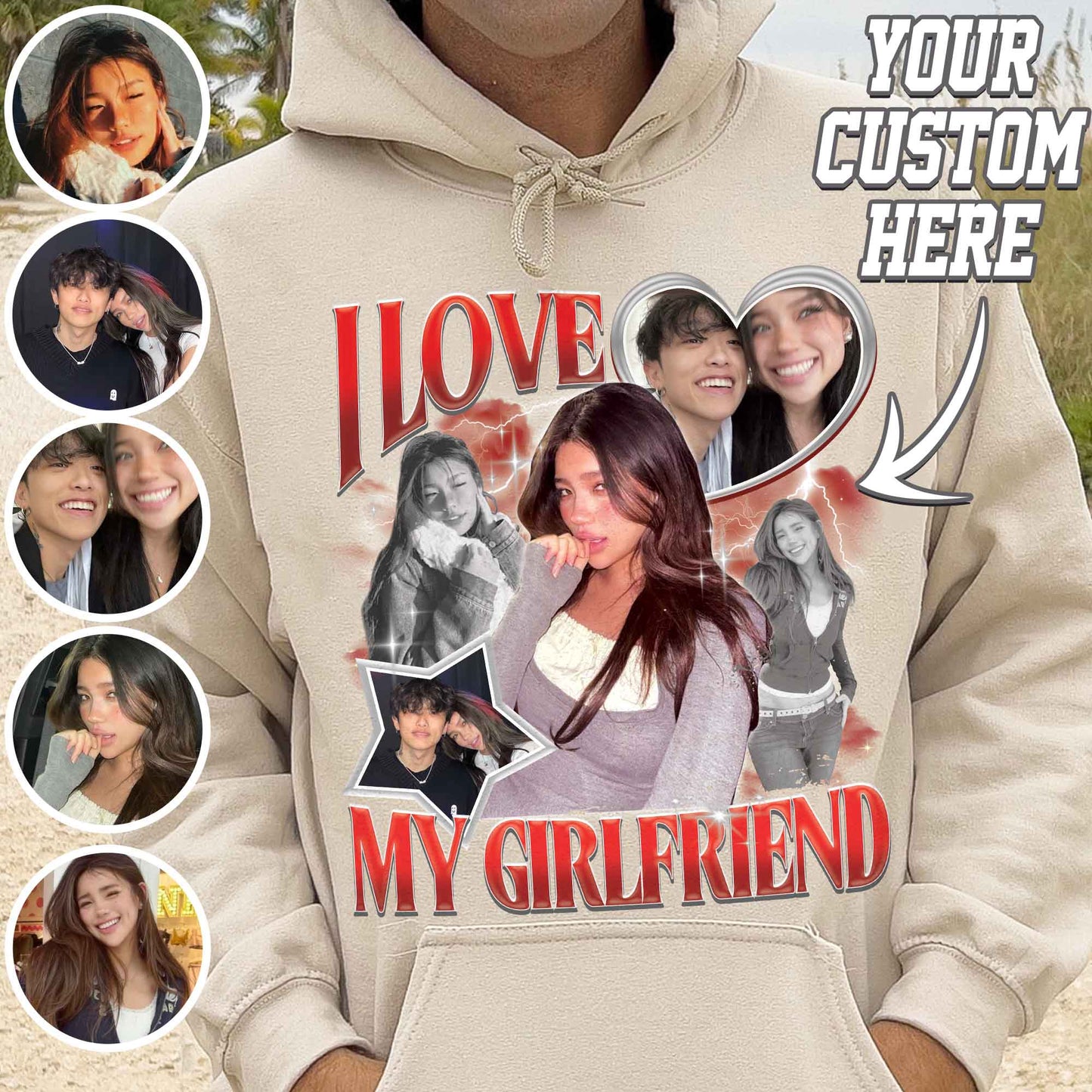 Valentine’s Day Hoodie, Custom I Love My Girlfriend Hoodie, Customm Photo Rap Hoodie
