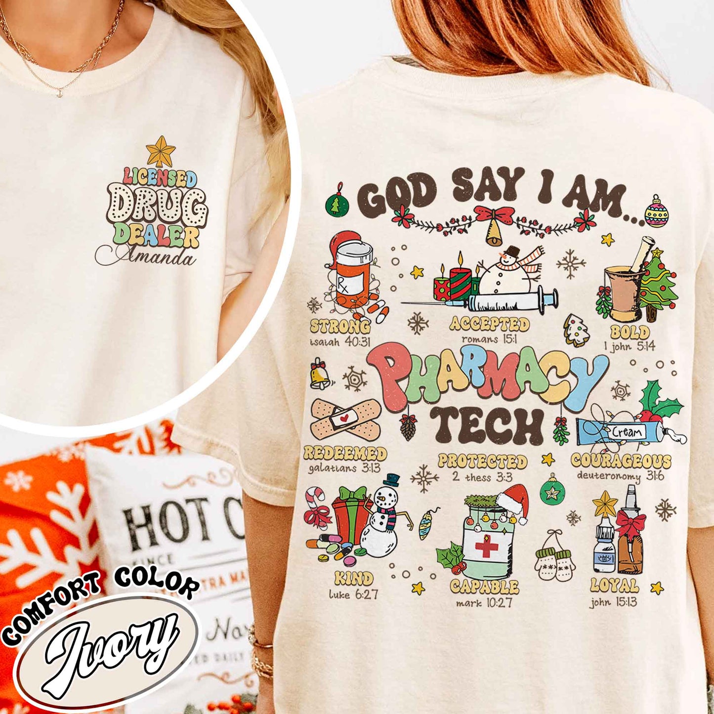 Funny Pharmacy Tech Christmas Shirt, Pharmacy Tech Shirt, Christmas Nurse Shirt, Bible Verse Shirt, Pharmacy Shirt, Future Nurse Gift