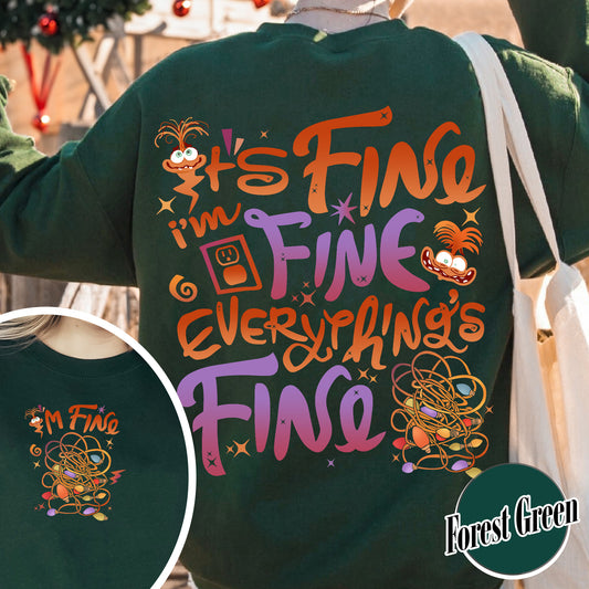 Christmas Mental Health Sweatshirt, I’m Fine Everything Is Fine Sweatshirt, Christmas Lights Anxiety Sweatshirt