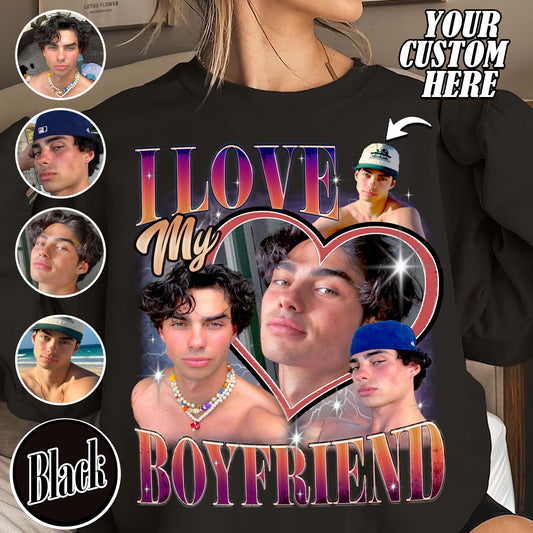 Valentine’s Day Sweatshirt, Custom I Love My Boyfriend Sweatshirt, Custom Photo Sweatshirt