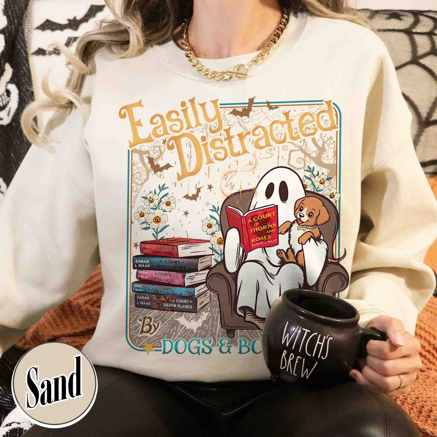 Halloween Book Lover Sweatshirt, Easily Distracted Cats and Books Sweatshirt, Books and Black Cats Sweatshirt
