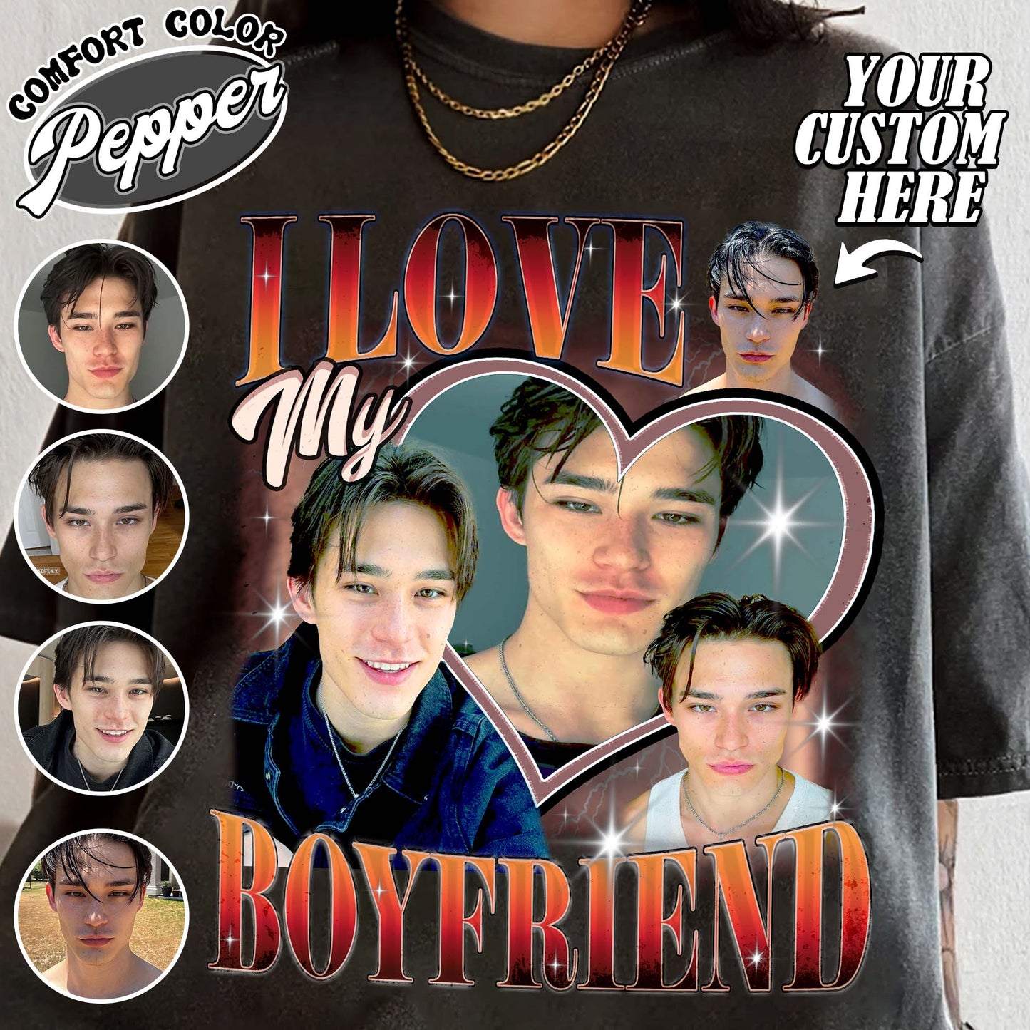 I Love My Boyfriend Shirt, I Love My Boyfriend Shirt Custom, Retro Rap Tee, Gift for Boyfriend, Vintage Graphic 90s Tshirt, Custom Photo