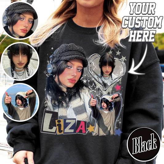 Custom Y2k Sweatshirt, Custom Photo Bootleg Girlfriend, 90s Retro Sweatshirt