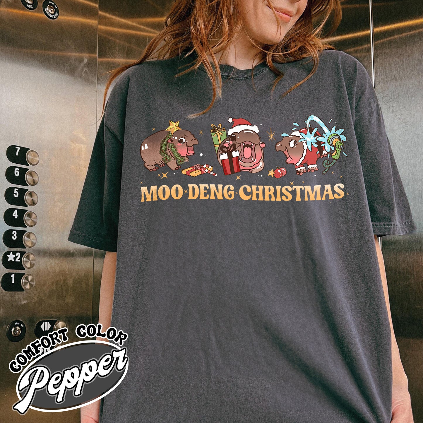 Moo Deng Shirt, Baby Hippo Shirt, Christmas Shirt, Baby Hippo Tee, Moo Deng Gift, Christmas Gift, Moo Deng Lover Shirt, Funny Baby Hippo Lover