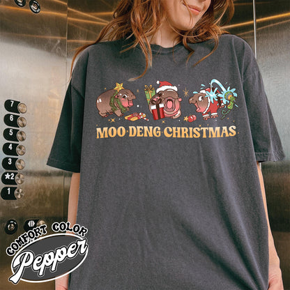 Moo Deng Shirt, Baby Hippo Shirt, Christmas Shirt, Baby Hippo Tee, Moo Deng Gift, Christmas Gift, Moo Deng Lover Shirt, Funny Baby Hippo Lover