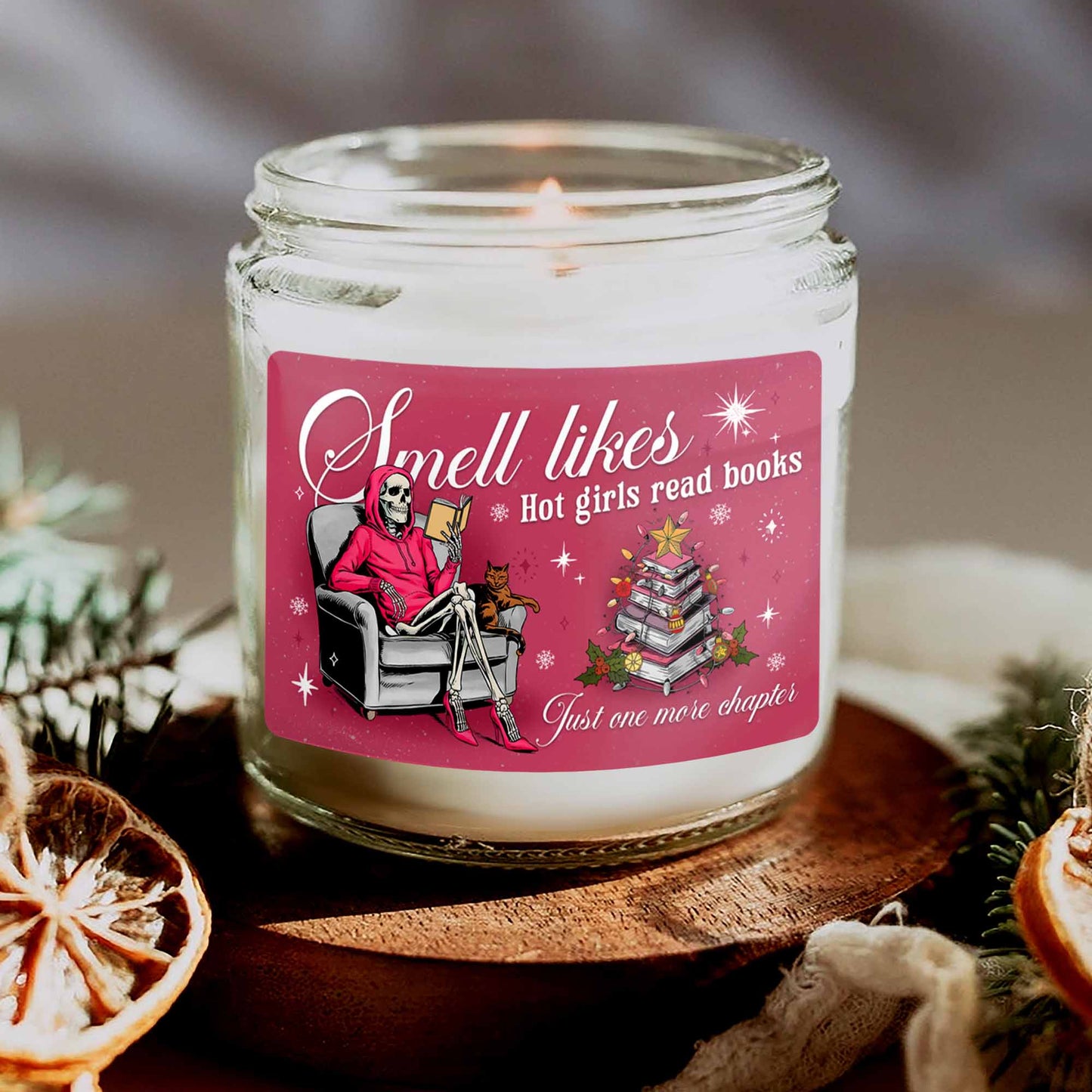 Just One More Chapter Candle, Book Lover Candle, Book Lover Gift, Hot Girls Read Books, Skeleton Reading Book,smell Likes Candle, Bookworm Gift