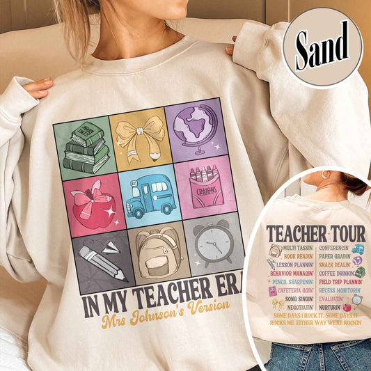 Back to School Sweatshirt, Custom Name Teacher Sweatshirt, Abcd Teacher Tour Sweatshirt, Gift for Teacher