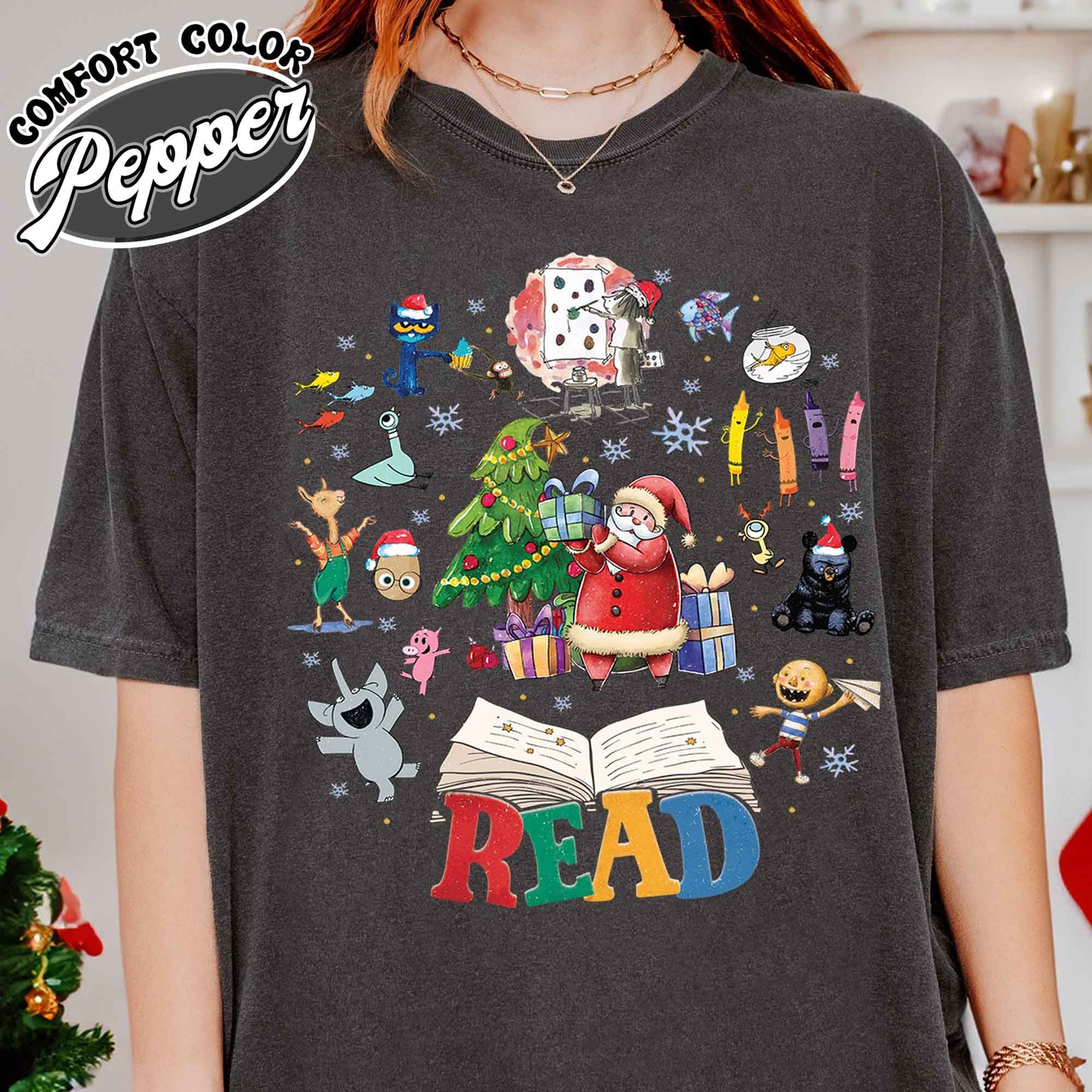 Read Children’s Books Teacher T-Shirt, Christmas Teacher Shirt, Christmas Gift for Teacher, Teaching Tee, Teachers Day, Teachers Life Shirt