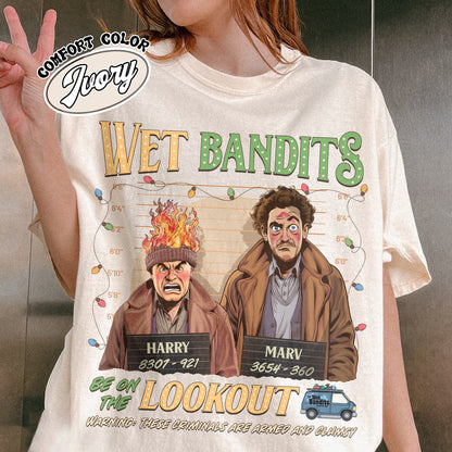 Wanted the Wet Bandits Comfort Color Shirt, Christmas Shirt, Retro Funny Christmas Shirt, Christmas 90s Movies Shirt, Christmas Movies, Merry Christmas