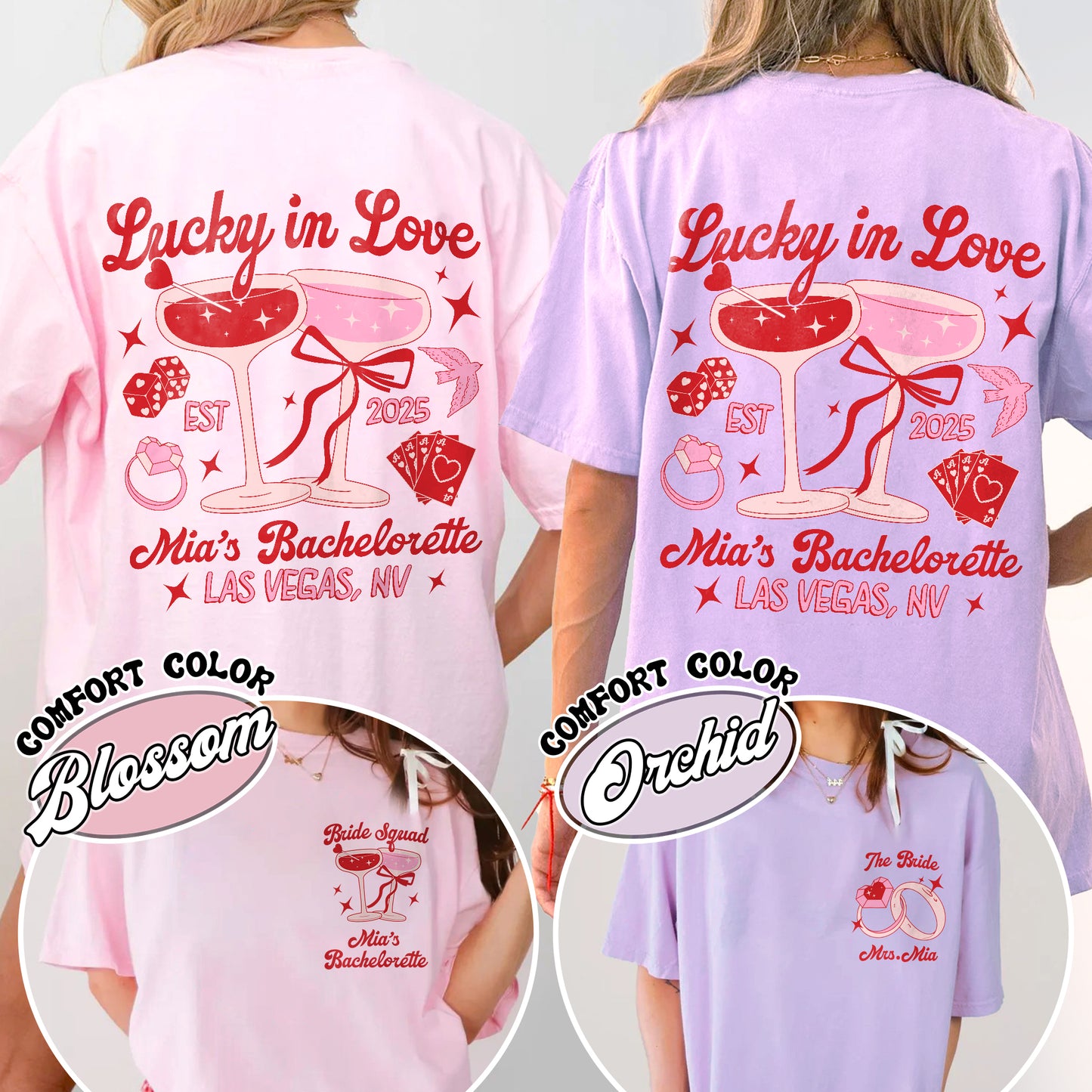 Bachelorette Comfort Color Shirt, Custom Bachelorette Party Shirt, Bride Team Bride Shirt, Lucky in Love Shirt