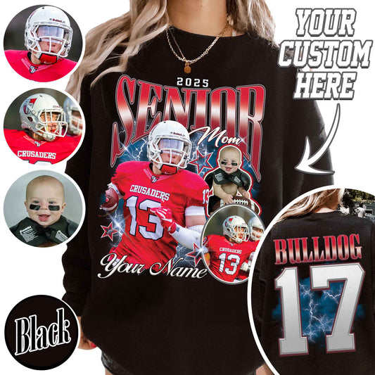 Custom Senior Football Mom Sweatshirt, Senior Football Mom 2025, Mom of a Senior Football, Custom Football Sweatshirt With Photo, Bootleg Sports Sweatshirt