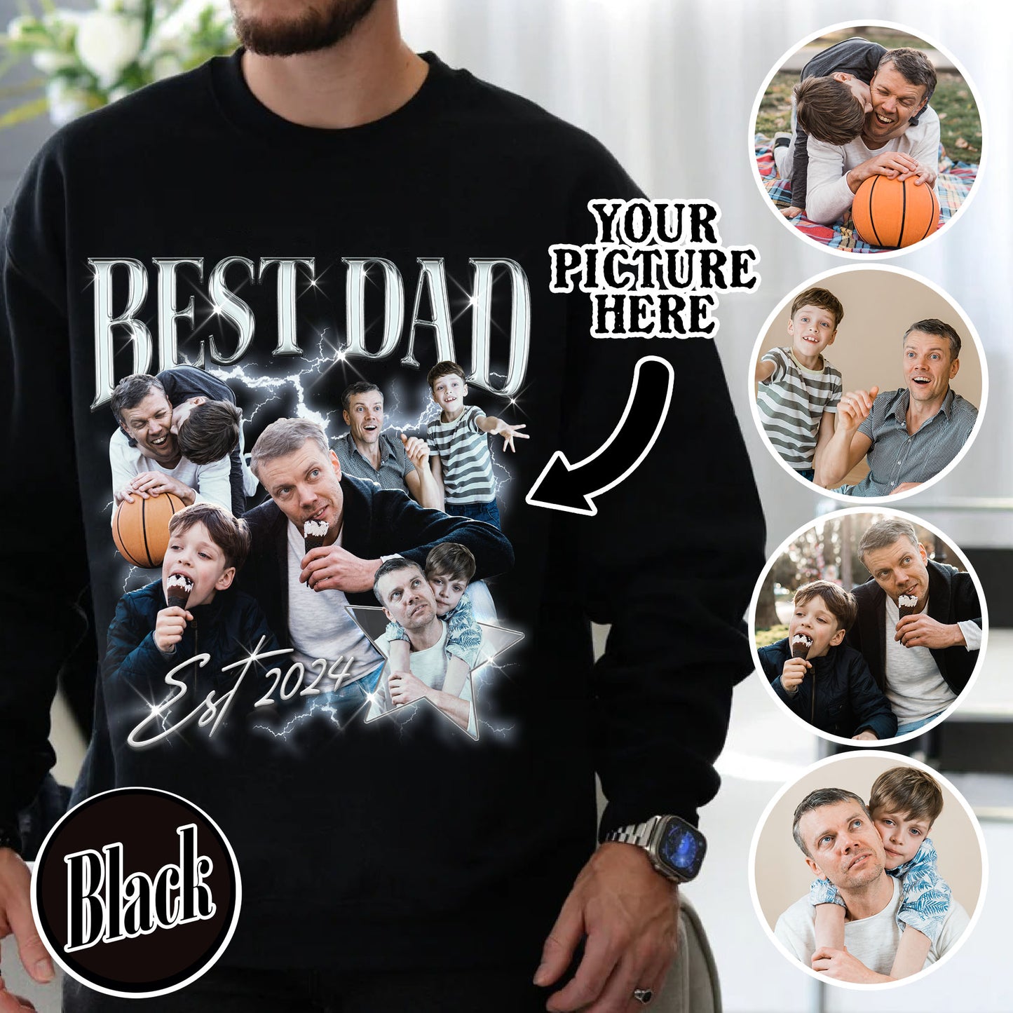 Custom Fathers Day Sweatshirt,Custom Bootleg Best Dad Ever Sweatshirt,Cool Dads Club Sweatshirt