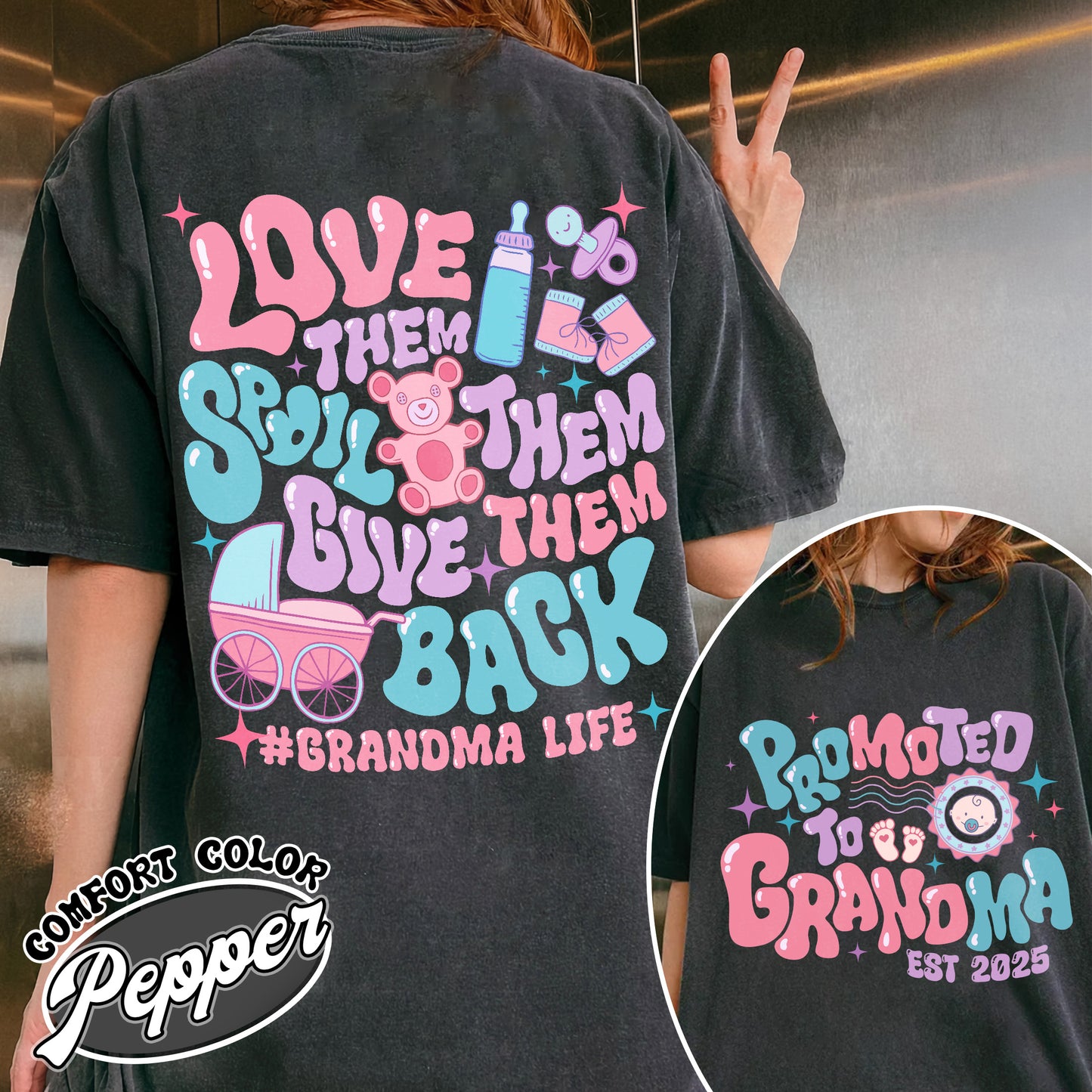 Mother’s Day Comfort Color Shirt, Custom Promoted to Grandma Shirt, Personalize Est Grandma Shirt